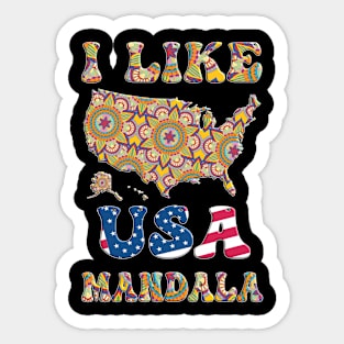 I like (love) USA Mandala / Mandala on USA Map Sticker